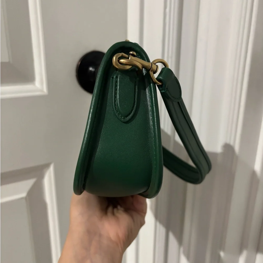 Coach Green Signature Jacquard Mini Swinger Baguette Shoulder Bag Rare Color - Picture 10 of 12